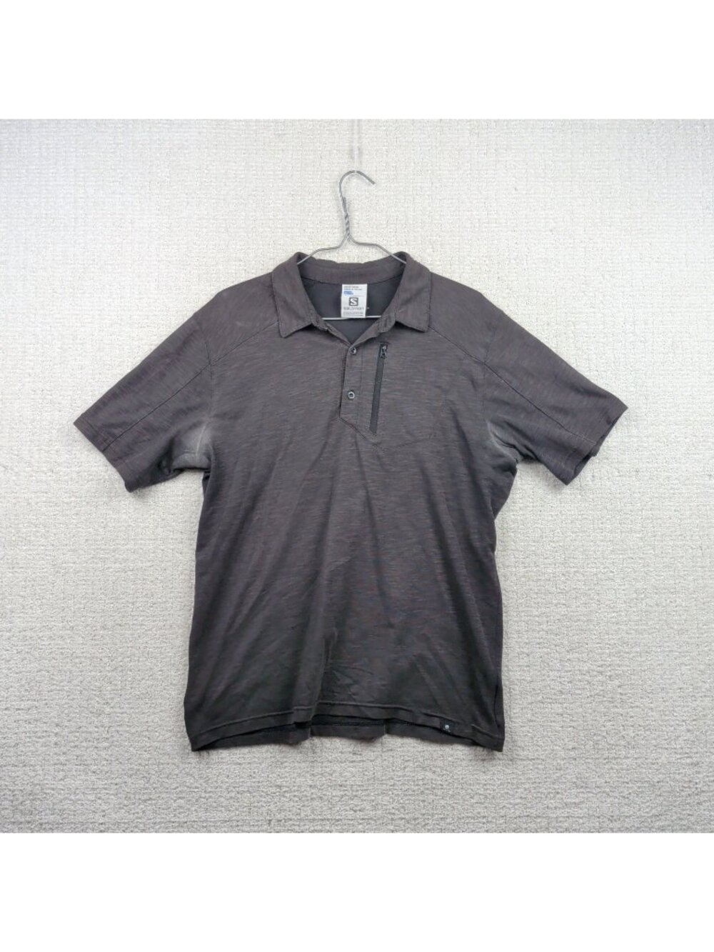 Y2K Salomon Polo Shirt Men's Size XL Dark Gray Pocket Lightweight Tech Gorpcore*